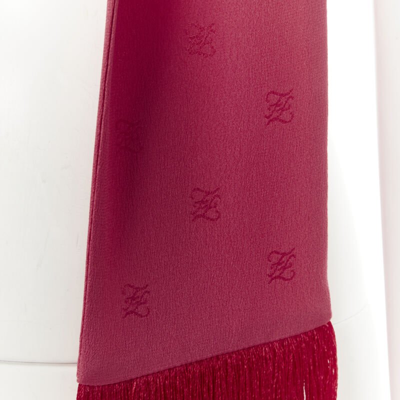 FENDI 100% silk FF monogram jacquard fringe extra long scarf