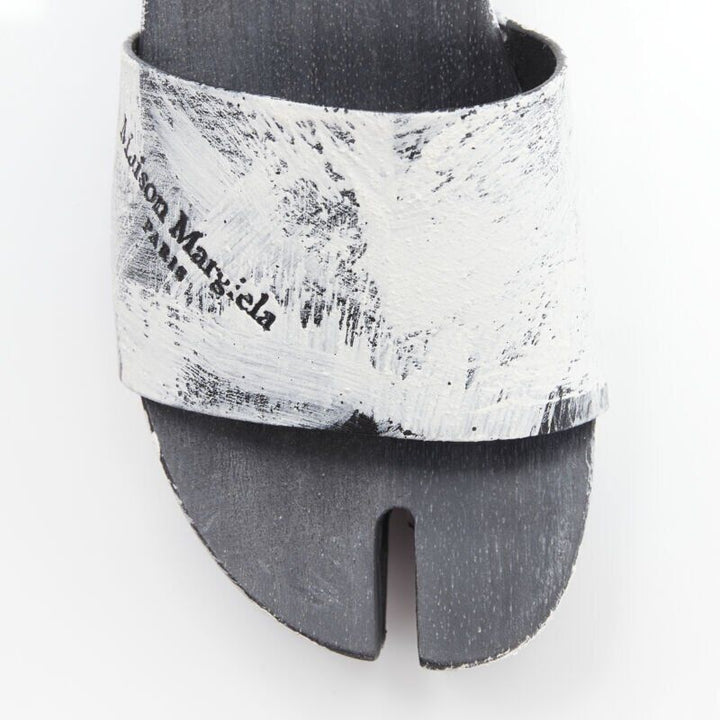 MAISON MARGIELA Tabi white painted cone heel wooden clog sandals EU35