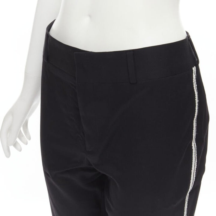 SAINT LAURENT white side braided trimming formal trousers S