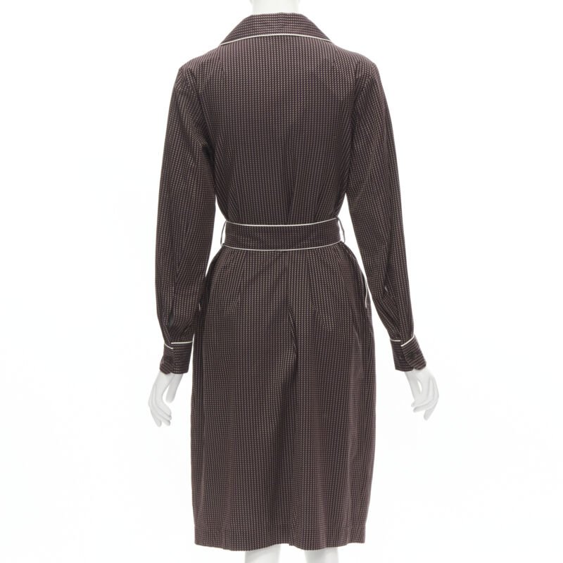 DRIES VAN NOTEN Daltos 100% cotton burgundy pyjama robe belted dress FR36 XS