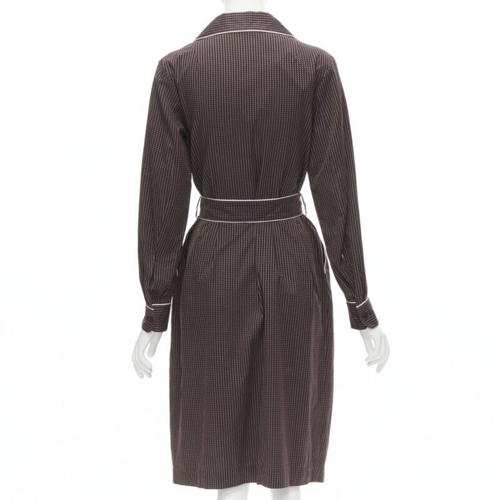 DRIES VAN NOTEN Daltos 100% cotton burgundy pyjama robe belted dress FR36 XS