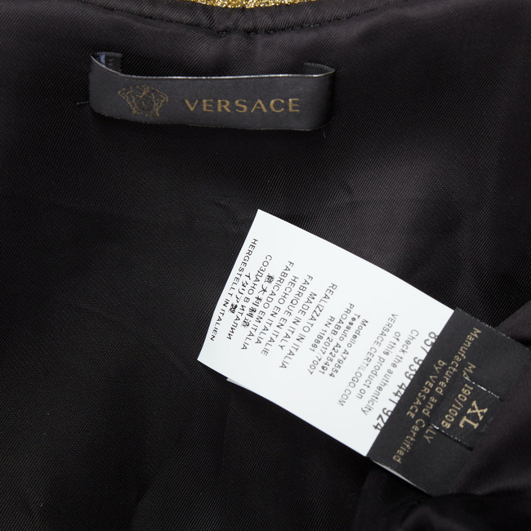 VERSACE gold medusa blue crystal crown metallic lurex bomber jacket