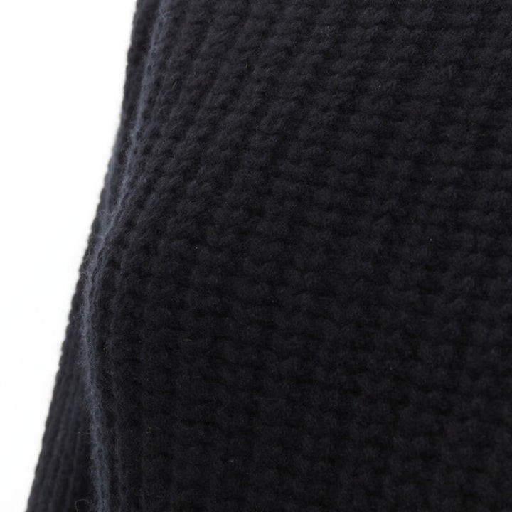 MAISON KITSUNE black 100% lambs wool chunky knit high neck sweater S
