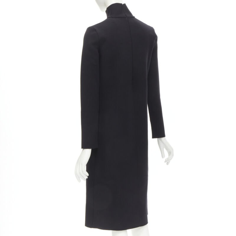 BOTTEGA VENETA 2019 Runway black thick wool blend cut out collar dress IT38 XS