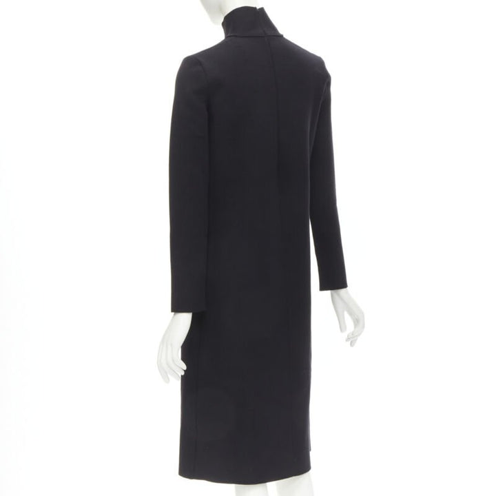BOTTEGA VENETA 2019 Runway black thick wool blend cut out collar dress IT38 XS
