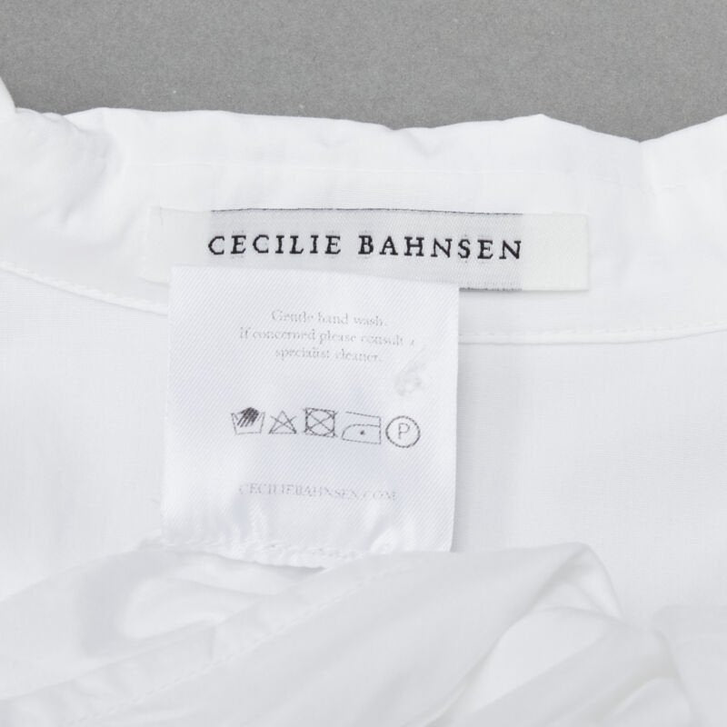 CECILIE BAHNSEN Amy white cotton poplin tiered shirred flared moumou dress UK6 S