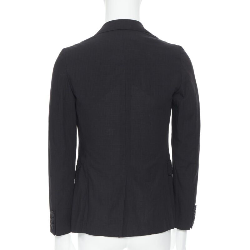 COMME DES GARCONS HOMME PLUS black check rubber buttons blazer jacket XS