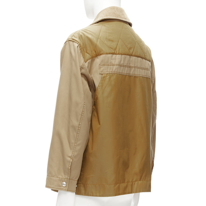 BURBERRY brown corduroy collar padded pocketed chore field jacket M
