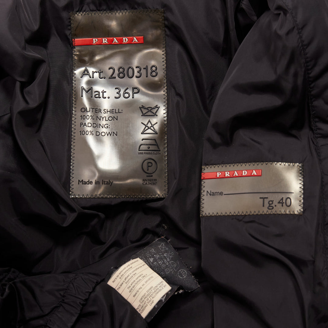 PRADA Sports black nylon down filled hooded puffer jacket IT40 S