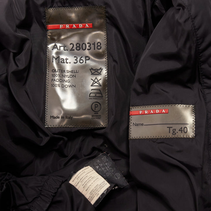 PRADA Sports black nylon down filled hooded puffer jacket IT40 S
