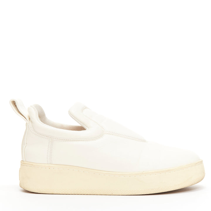 OLD CELINE 2015 cream leather padded logo tab platform skate shoes EU35