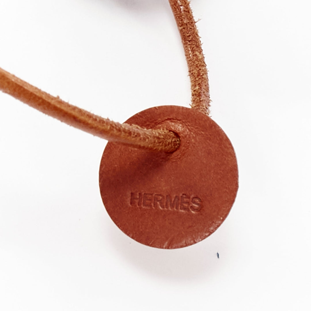 rare HERMES Silk Et Cuir Pompons Bag Charm Bleu Cobalt pom pom leather bag charm