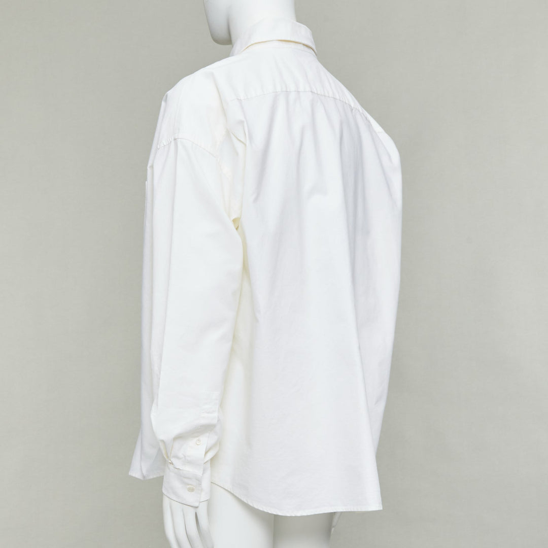 ACNE STUDIOS cream cotton cocoon silhouette AS embroidered shirt FR50 L