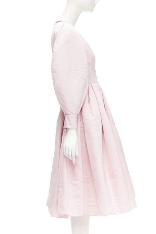 ALEXANDER MCQUEEN faille light pink ballon sleeve technical dress IT38 XS