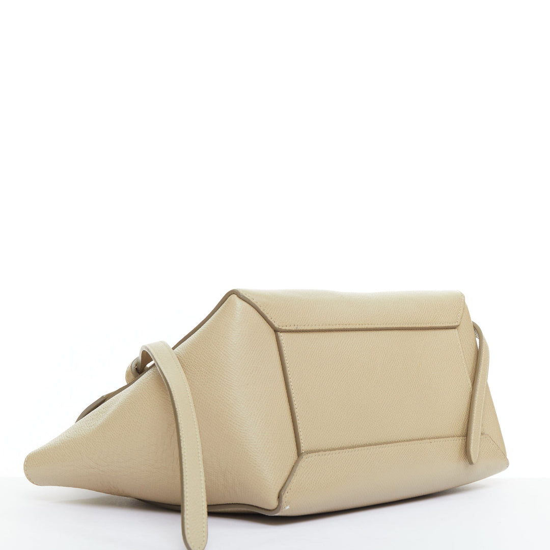 CELINE Mini Belt beige calfskin leather loop through crossbody handle bag