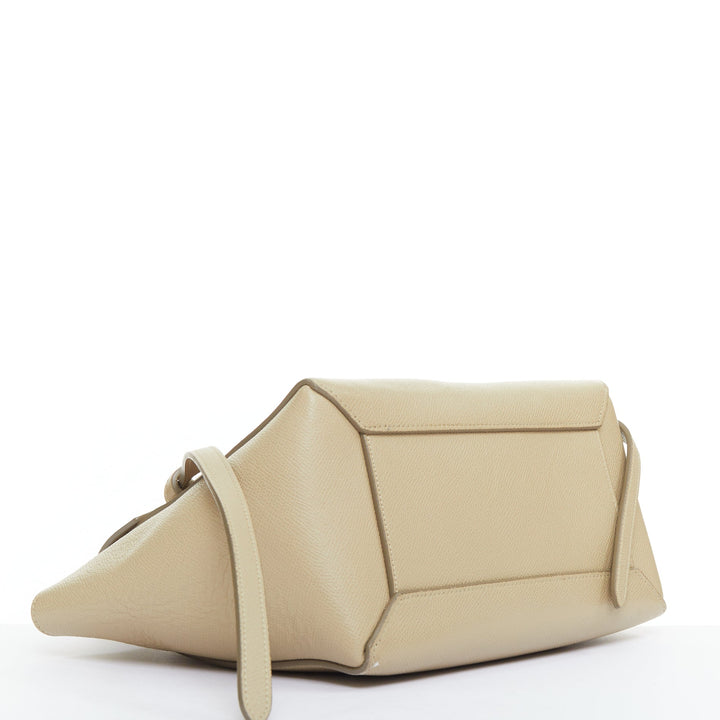CELINE Mini Belt beige calfskin leather loop through crossbody handle bag