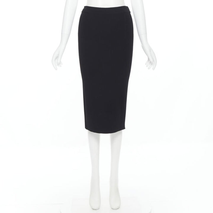 OSCAR DE LA RENTA 2016 black viscose knit knee length bodycon pencil skirt XS