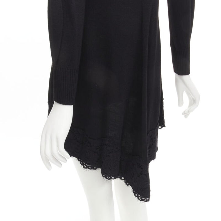 PHILOSOPHY DI LORENZO SERAFINI black lace trim sweater dress IT38 XS