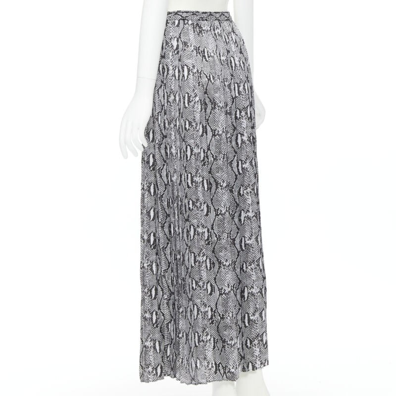 MICHAEL KORS black white scaled leather print pleated midi summer skirt XS