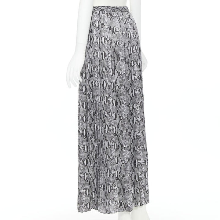 MICHAEL KORS black white scaled leather print pleated midi summer skirt XS