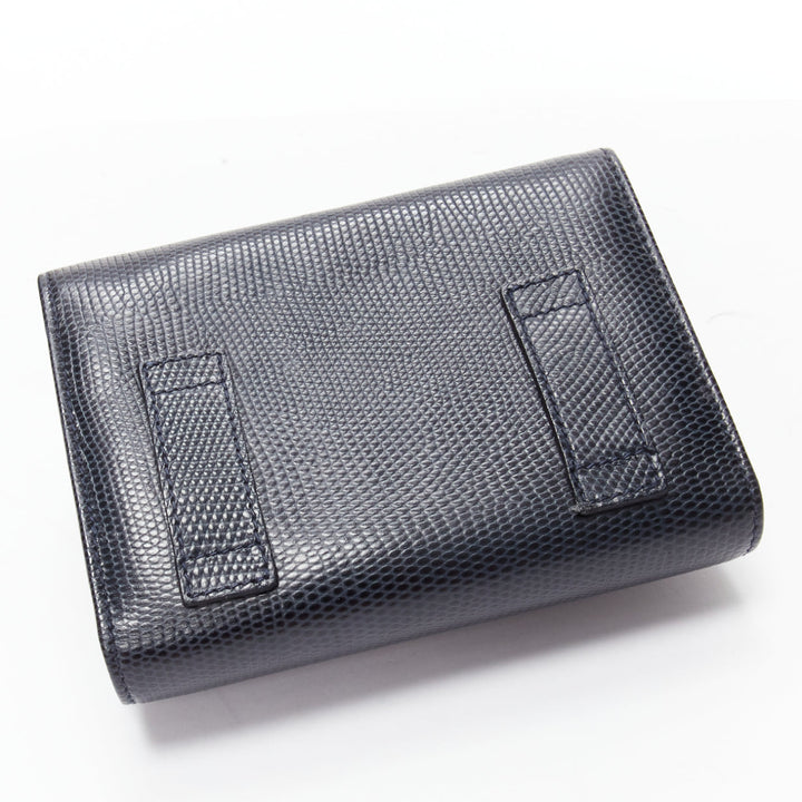 SALVATORE FERRAGAMO Vara Bow black scaled leather gold chain shoulder waist bag