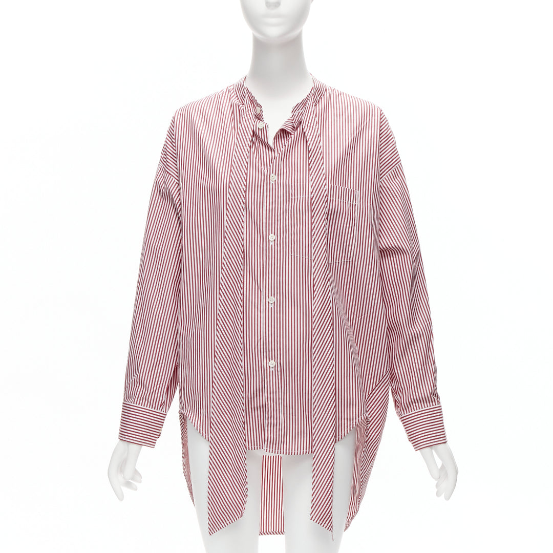 BALENCIAGA Demna 2017 red white stripe relaxed blue BB oversized shirt FR34 XS