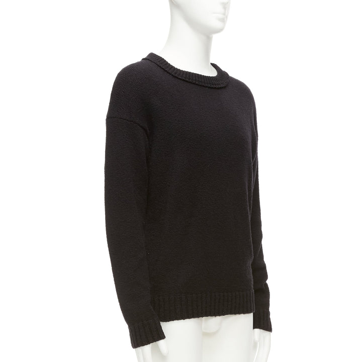 LORO PIANA 2021 Hiroshi Fujiwara black cotton logo tab round neck knit sweater M