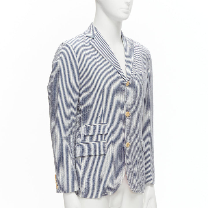 JUNYA WATANABE MAN 2013 blue white striped seersucker cotton blazer jacket S