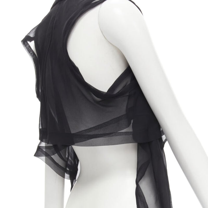 COMME DES GARCONS 1990 Vintage black sheer  deconstructed layered shirt S