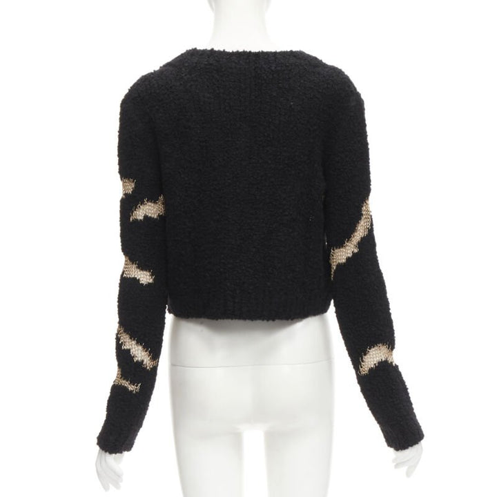 PHILOSOPHY DI LORENZO SERAFINI gold lattice sheer black slouchy sweater top IT38
