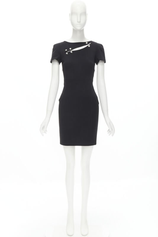 VERSUS VERSACE Lionhead punk safety pin slash slit dress IT38 XS