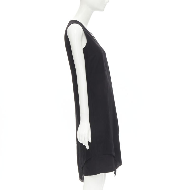 MAISON MARGIELA 2013 black polyester V-neck asymmetric bonded cape dress IT40 S