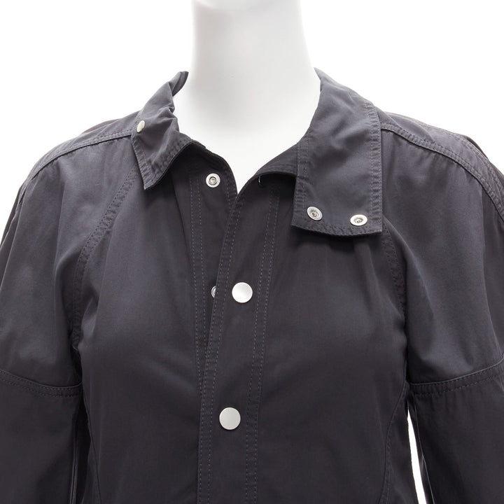 BOTTEGA VENETA black cotton blend 3D cut sleeves snap button shirt IT36 S