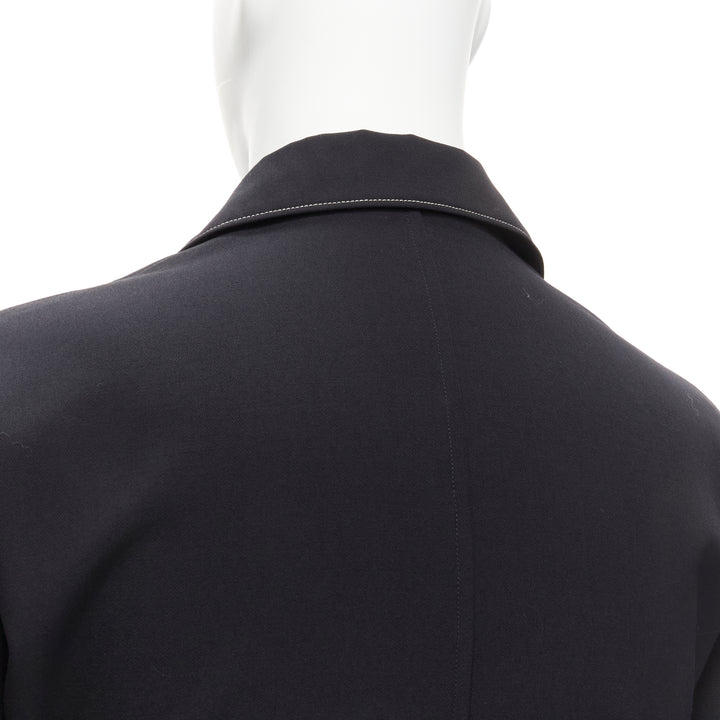 YOHJI YAMAMOTO HOMME Vintage black white topstitched draped belted coat M