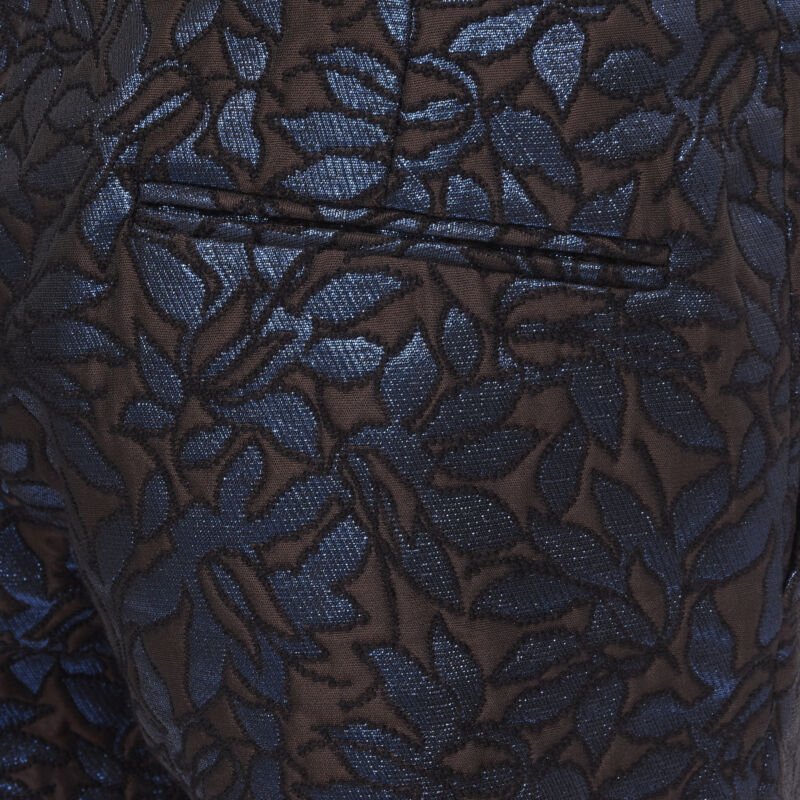 MARNI metallic blue brown floral jacquard wide leg trousers pants IT42 M