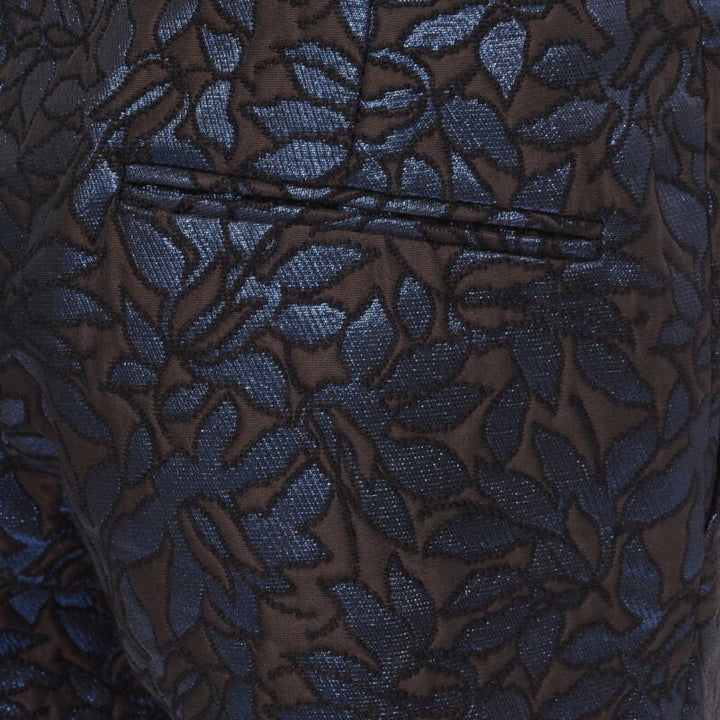MARNI metallic blue brown floral jacquard wide leg trousers pants IT42 M