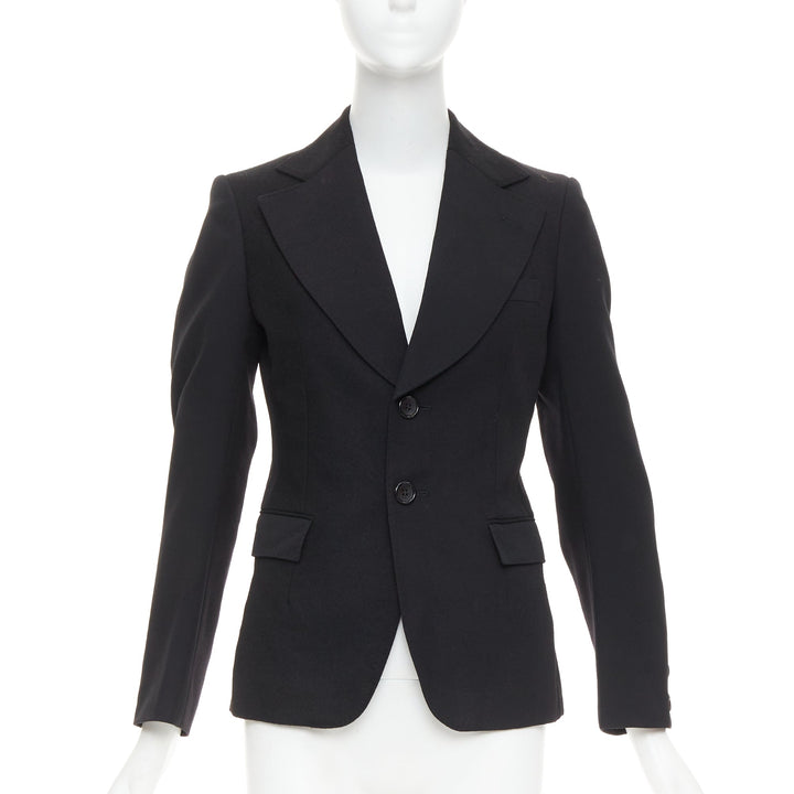 JUNYA WATANABE 2006 black wool contrast wide collar flap pocket blazer XS