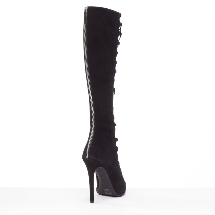 GIAMBATTISTA VALLI black suede leather criss cross lace up front boots EU38