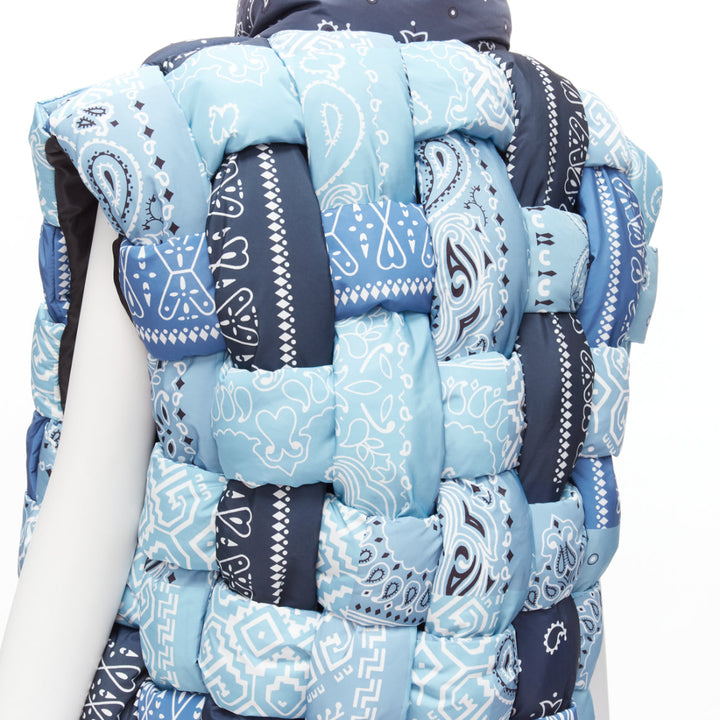 KAPITAL Bandana Paisley Keel blue reversible woven padded puffer vest JP3 L