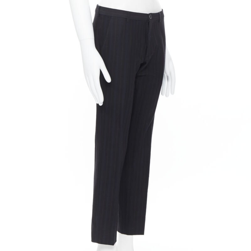 LANVIN ALBER ELBAZ mohair wool black satin side trimmed tuxedo trousers FR44