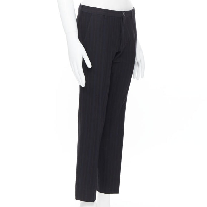 LANVIN ALBER ELBAZ mohair wool black satin side trimmed tuxedo trousers FR44