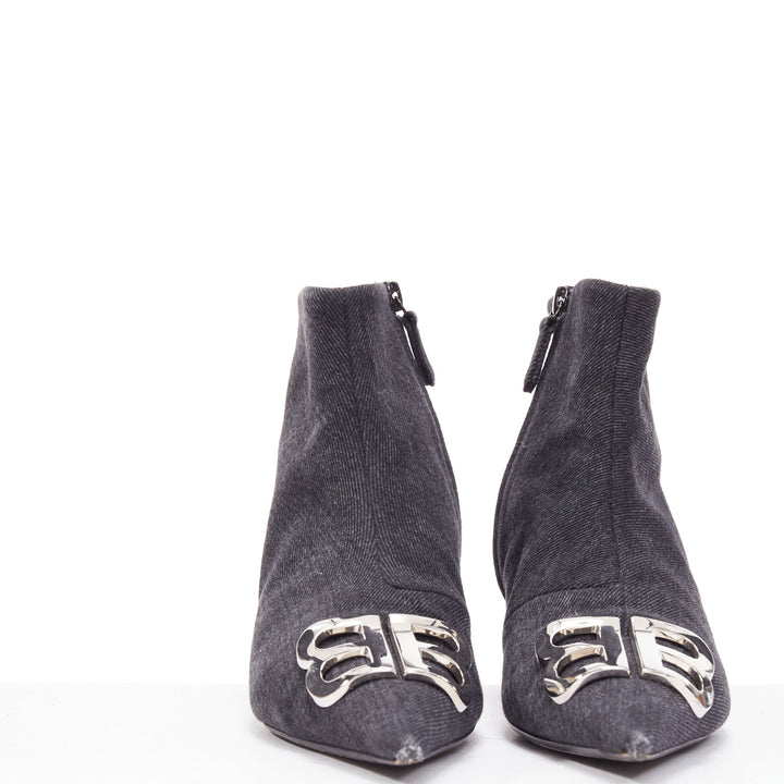 BALENCIAGA Demna BB Knife grey denim booties EU38.5