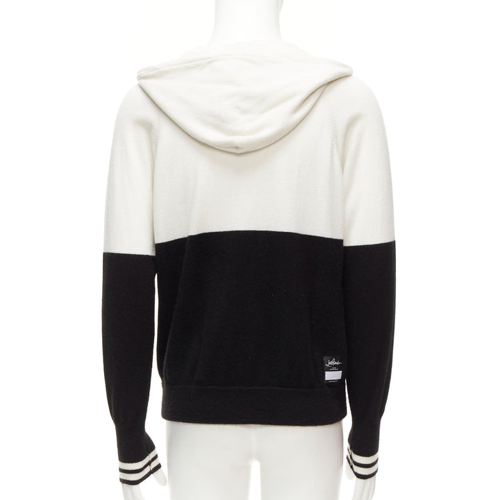 LORO PIANA Hiroshi Fujiwara 100% cashmere black white logo embroidery hoodie S