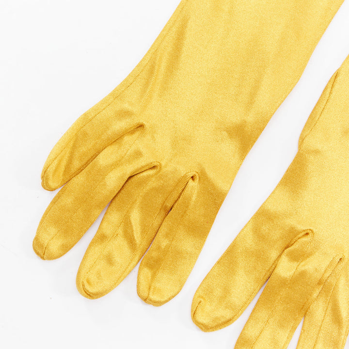 CORNELIA JAMES gold satin long opera evening gloves