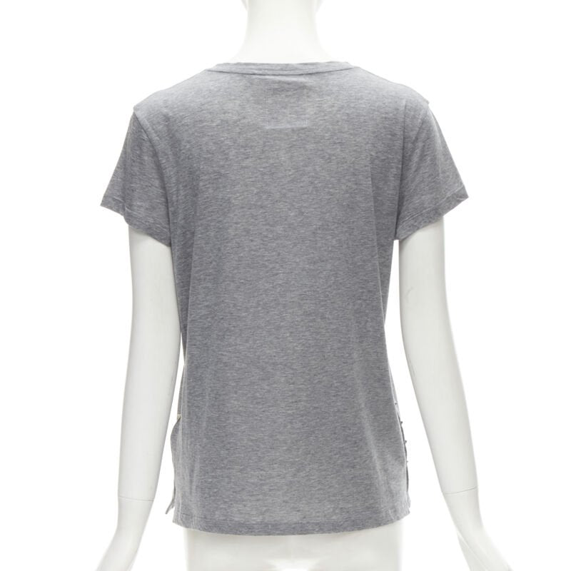 VALENTINO Rockstud 100% cotton grey pyramind spike stud side tshirt S