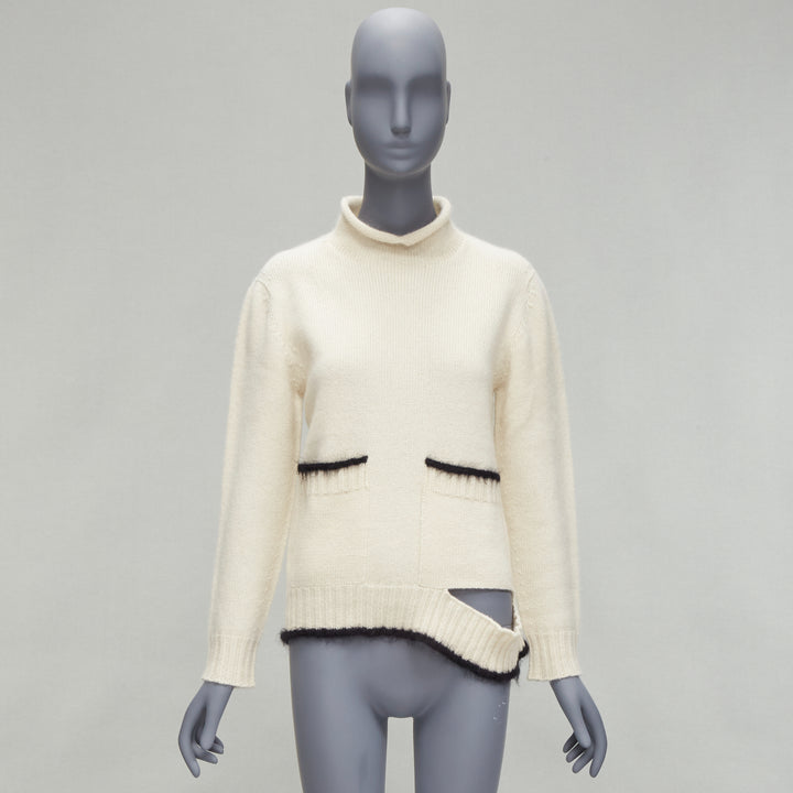 OLD CELINE PHOEBE PHILO cream cashmere mohair cutout turtleneck sweater M