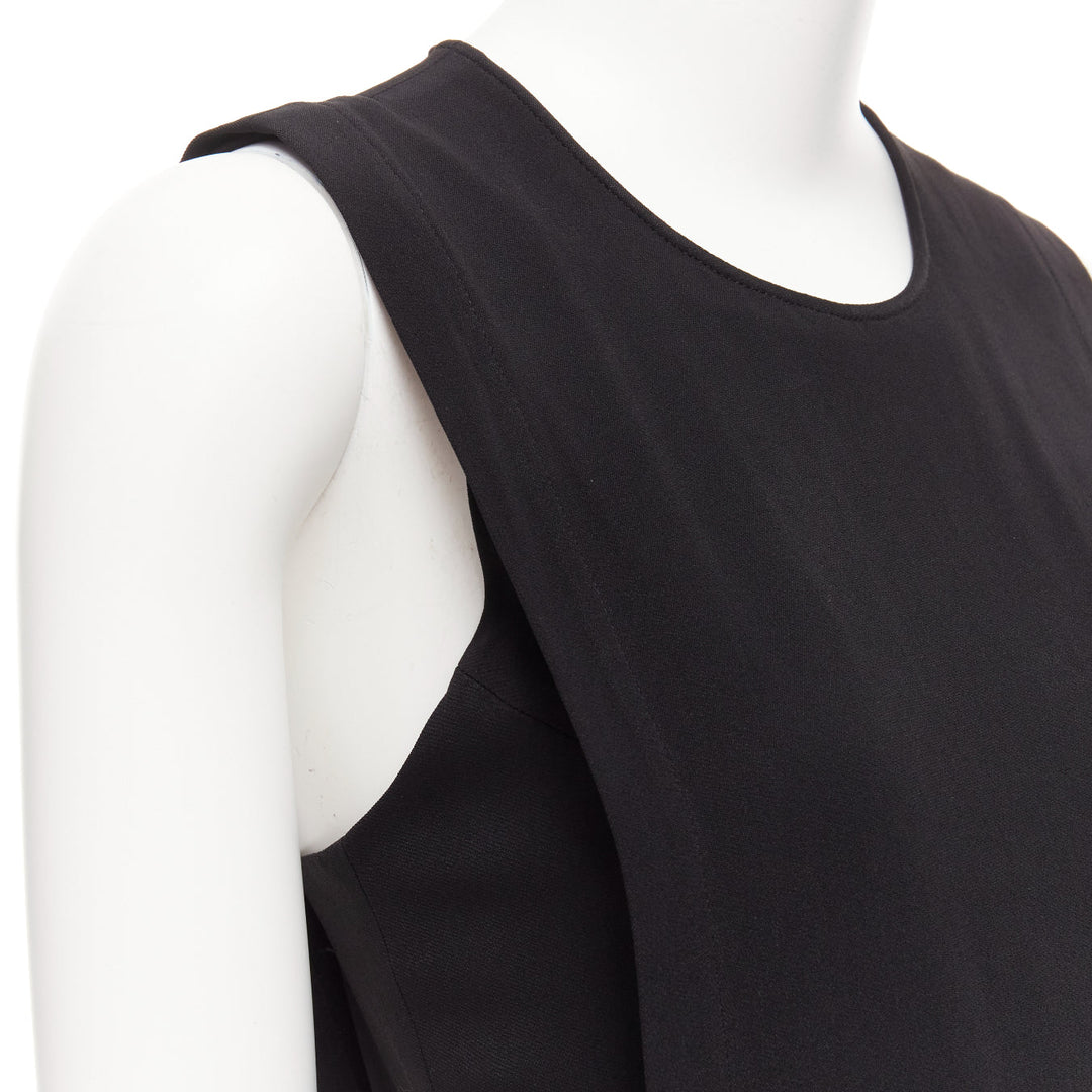 THEORY black layered top back zip cropped sleeveless jumpsuit US0 XS