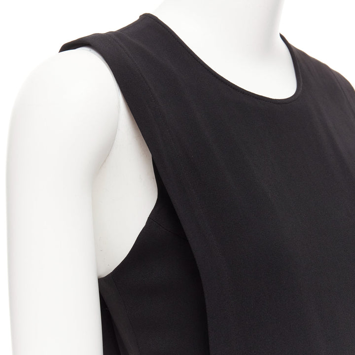 THEORY black layered top back zip cropped sleeveless jumpsuit US0 XS