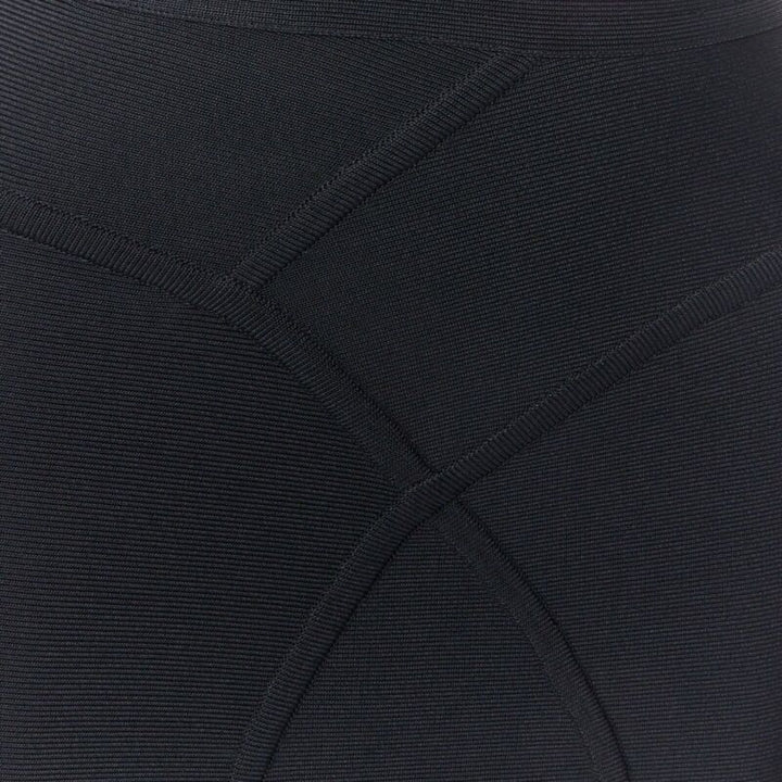 HERVE LEGER PARIS black body-conscious stretchable piping bandage pencil skirt S