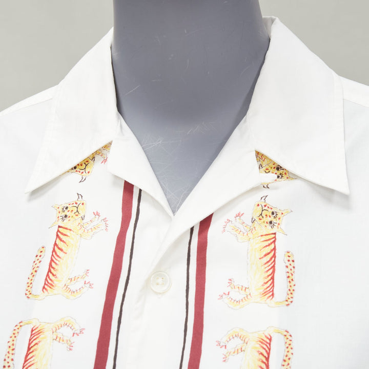 MARNI Maria Magdalena Suarez white cotton yellow tiger print shirt IT36 XXS